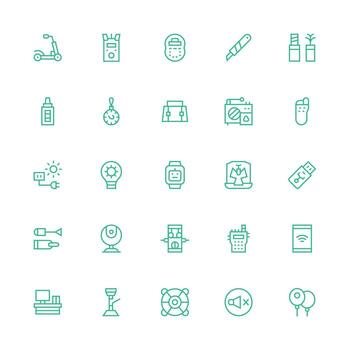 Gadget Set with 25 Medium Stroke Outline Icons Essential Icons for Rapid UI Building vector