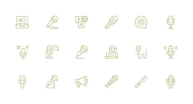 18 Minimal Line Vectors for Speech Theme Interface Icons for Daily Use