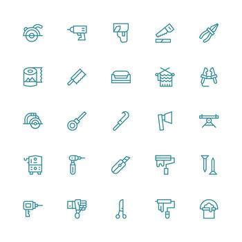 25 Medium Stroke Outline Style Icons from Diy Collection Web and App Icon Pack Collection vector