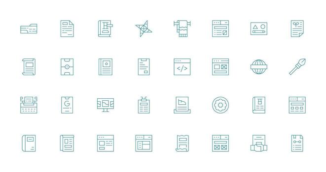 Template Set with 32 Thin Line Icons Clean Icon Set Icon Pack for UI Projects vector