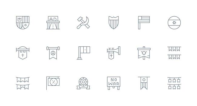 Banner including 18 Minimal Line Illustrations Minimal Icon Set for Interface Projects vector