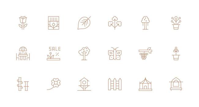18 Icons for Garden in Minimal Line Format Interface Icon Collection vector