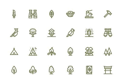 24 Thick Line Line Icons for Forest Graphics UI-Ready Icon Collection vector