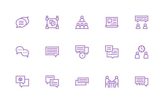 Discussion Visual Pack containing 15 Regular Line Icons Clean Icon Set Icon Pack for UI Projects vector