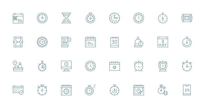 Deadline Set with 32 Thin Line Icons High-Resolution Icons for Any Platform vector