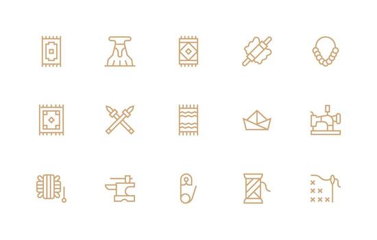 hecho a mano presentando 15 íconos en regular línea diseño íconos construido para visual consistencia paquete vector