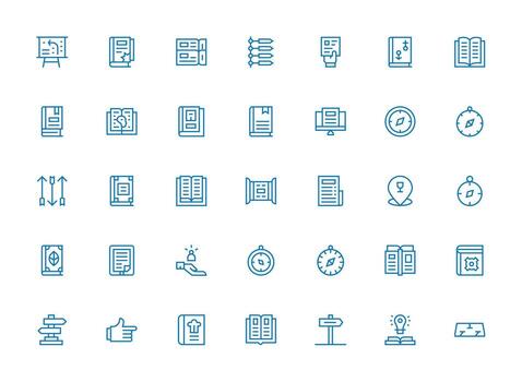 Regular Clean Line Icons from Guide Set with 35 Vectors Layout Icon Collection