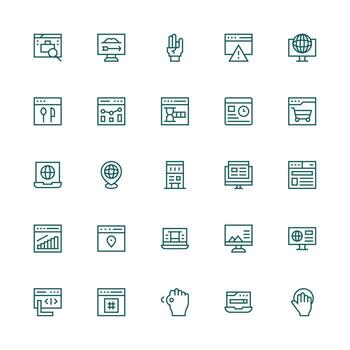 Website Visual Pack containing 25 Medium Stroke Outline Icons Web and App Icon Pack Collection vector