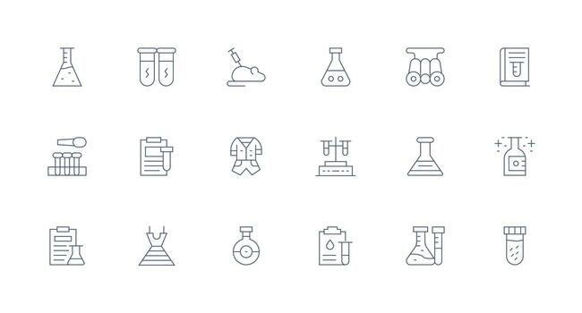 Experimentation Design Icons featuring 18 in Minimal Line Style Clear and Concise Icon Set Collection vector