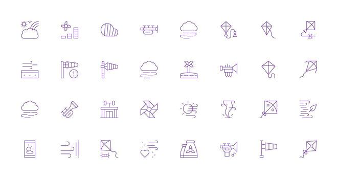 Wind Set with 32 Thin Line Icons Pixel Perfect Icon Set vector