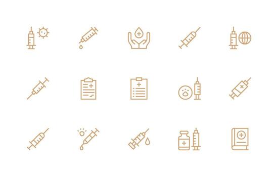 15 Regular Line Icons for Immunization Graphics Web Icon Collection vector
