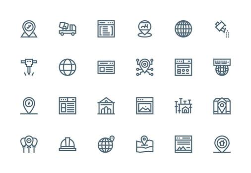sitio icono conjunto con 24 grueso línea línea gráficos organizado icono paquete para rápido acceso vector