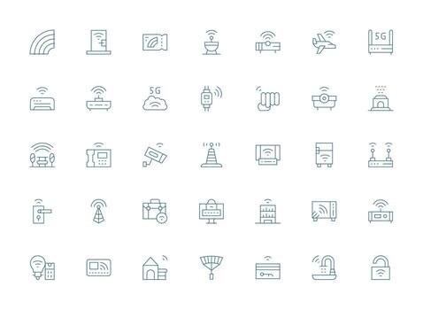 Light Line Style Wifi Icons with 35 Vectors Design Ready Icon Set for Teams