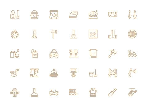 Utility Set with 35 Regular Clean Line Icons Simple Icons for Interface and Wireframes vector