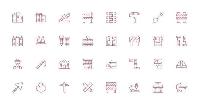 Construction Set with 32 Thin Line Icons Complete Icon Set for Mobile Apps vector