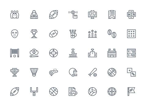 35 regular limpiar línea vectores para juego tema icono conjunto para aplicaciones