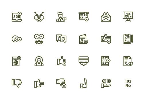 Rejection Design Icons featuring 24 in Thick Line Line Style Flexible Icon System for Web Interfaces vector
