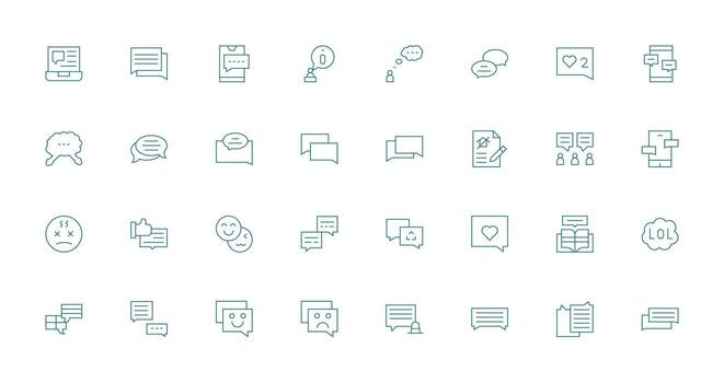 Comment including 32 Thin Line Illustrations Well-Structured Icons for Creative Use vector