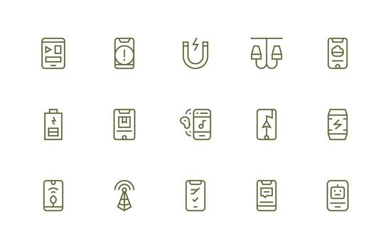 15 regular línea diseños para teléfono inteligente íconos alta resolución íconos para ninguna plataforma vector