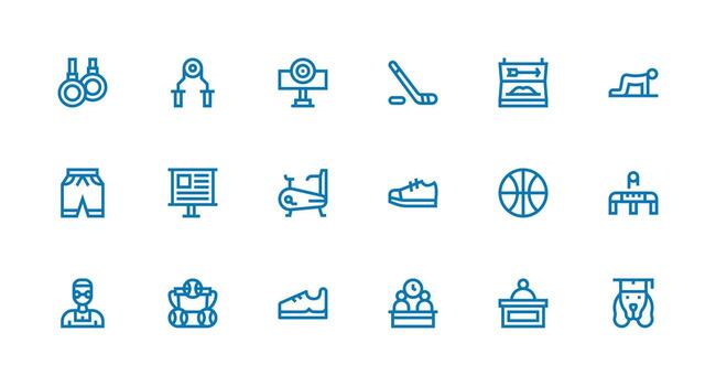 Training Visual Pack containing 18 Strong Stroke Line Icons Fully Editable Icon Set for Web vector