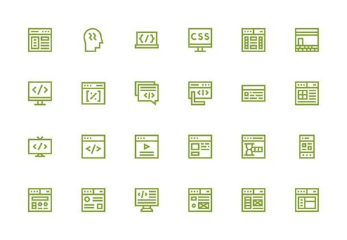 24 grueso línea línea íconos para html gráficos multi-estilo icono colección vector