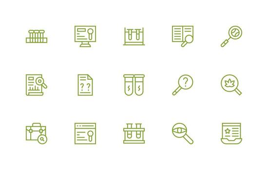 15 Investigation Icons in Regular Line Aesthetic Reusable Icon Set vector