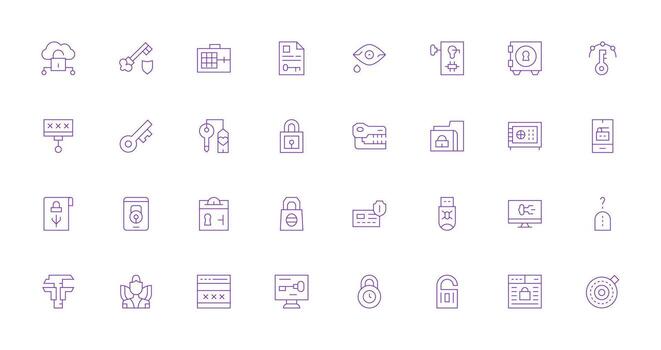 32 Thin Line Icons for Password Graphics Multi-Style Icons for Creative Projects vector