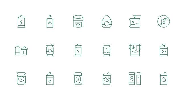 18 Minimal Line Style Icons from Can Collection Flat Icon Set vector
