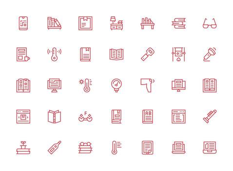 leyendo icono conjunto con 35 regular limpiar línea gráficos moderno icono conjunto vector