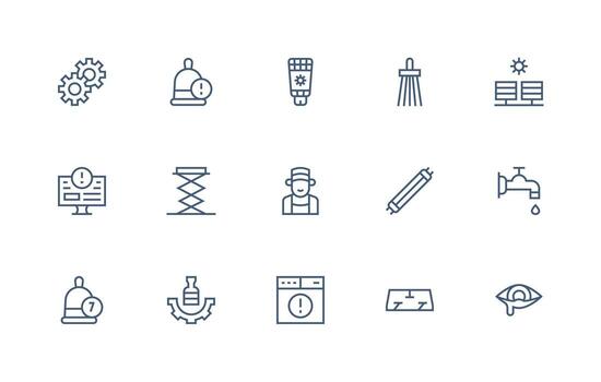 15 Regular Line Vectors for Maintenance Theme Essential Icons for Rapid UI Building