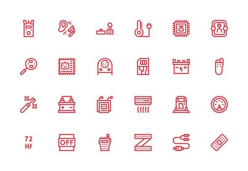 Electronics Icon Collection with 24 Thick Line Line Designs Fully Editable Icon Set for Web vector