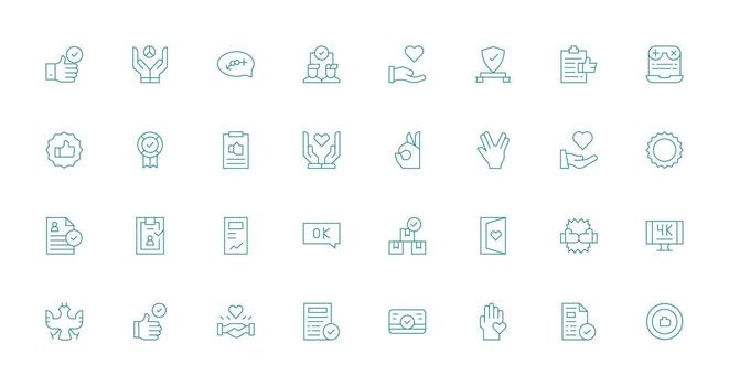 Acceptance featuring 32 Icons in Thin Line Design Well-Structured Icons for Creative Use vector