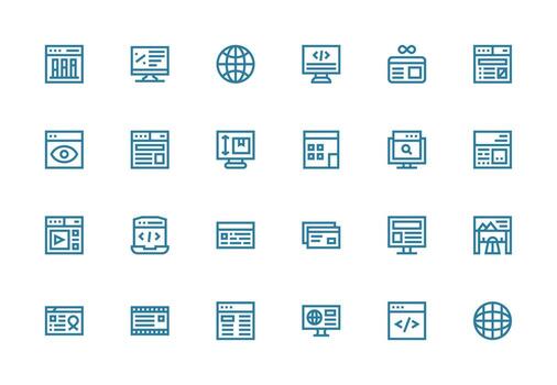 24 Thick Line Line Icons for Web Page Graphics Customizable Icon Series for Mobile Screens vector