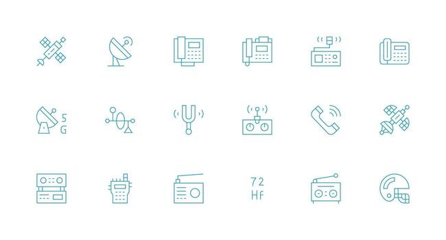 Receiver Visual Pack containing 18 Minimal Line Icons Scalable Icons for Cross-Platform Interfaces vector