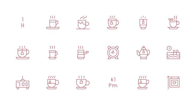 Afternoon Icon Set with 18 Minimal Line Graphics Pixel Perfect Icon Set vector