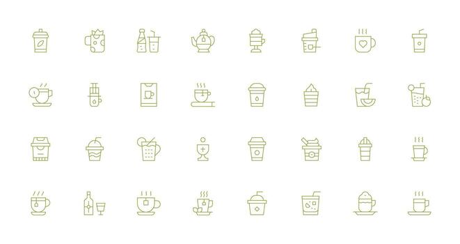 Cup featuring 32 Icons in Thin Line Design Customizable Icon Series for Mobile Screens vector