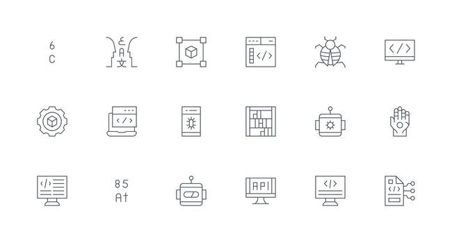 Minimal Line Icons from Programming Set with 18 Vectors Multi-Purpose Icon Pack for Templates
