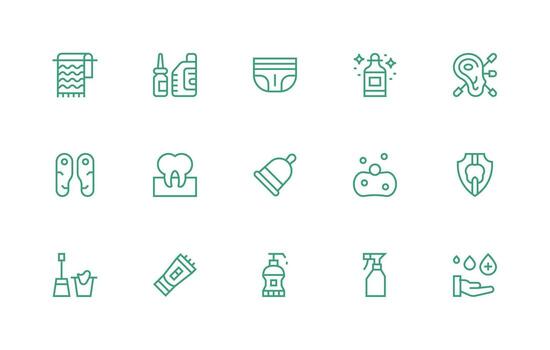 higiene visual paquete conteniendo 15 regular línea íconos completamente editable icono conjunto para web vector