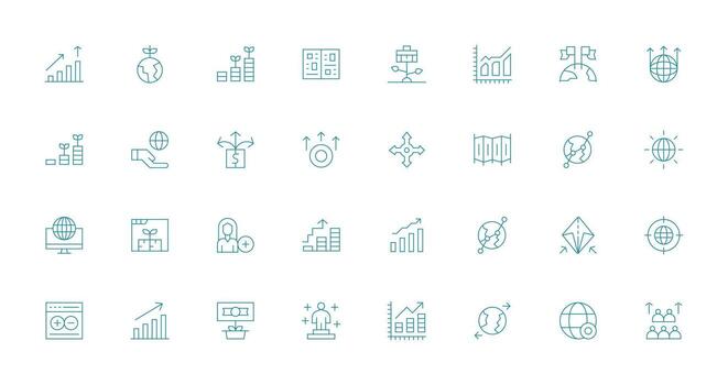 32 Thin Line Designs for Expansion Icons Core Icon Collection for Daily Tasks vector