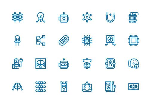 24 Icons for Circuit in Thick Line Line Format Reusable Icon Set vector