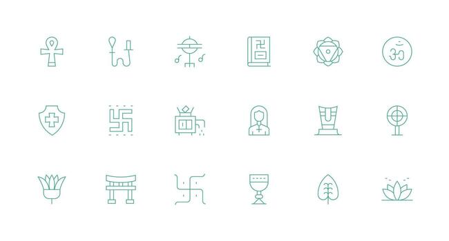 Sacred Visual Pack containing 18 Minimal Line Icons Full Icon Library for UI Designers vector