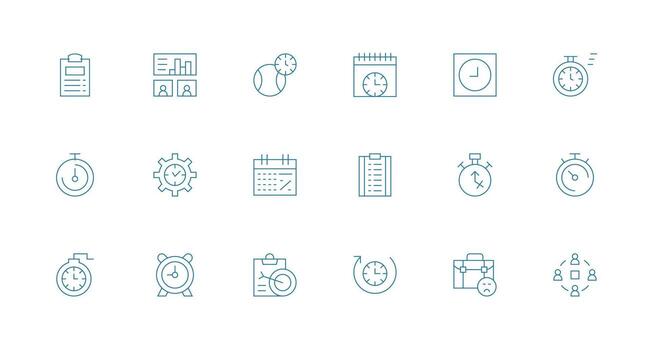 Project Management Visual Pack containing 18 Minimal Line Icons Icons Built for Visual Consistency Pack vector