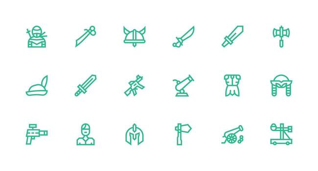 18 Strong Stroke Line Style Icons from Battle Collection Clean Icon Set Icon Pack for UI Projects vector
