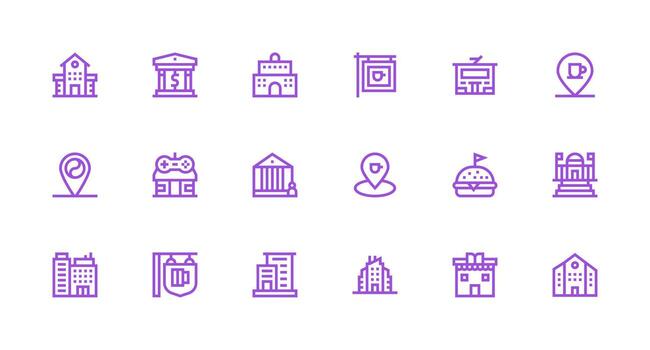 Establishment featuring 18 Icons in Strong Stroke Line Design Neatly Designed Icons for Web Platforms vector