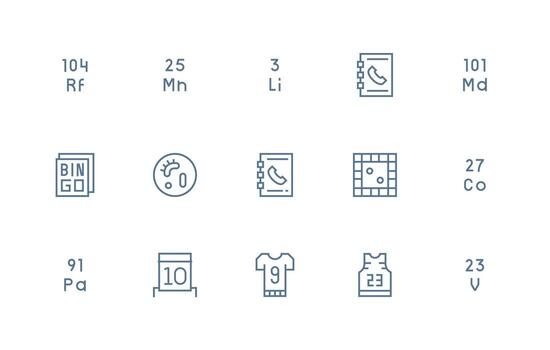 15 regular línea diseños para número íconos interfaz icono colección vector