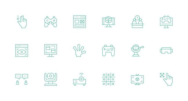 Interactive Icon Set with 18 Minimal Line Graphics Clean Icon Set Icon Pack for UI Projects vector