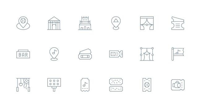 18 Minimal Line Vectors for Venue Theme Interface Icon Collection for Daily Projects