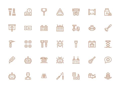 35 regular limpiar línea vectores para reparar tema escalable íconos para multiplataforma interfaces