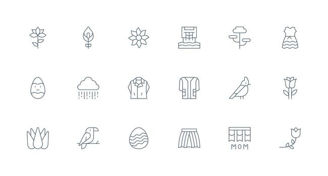 primavera icono conjunto con 18 mínimo línea gráficos tablero icono serie vector