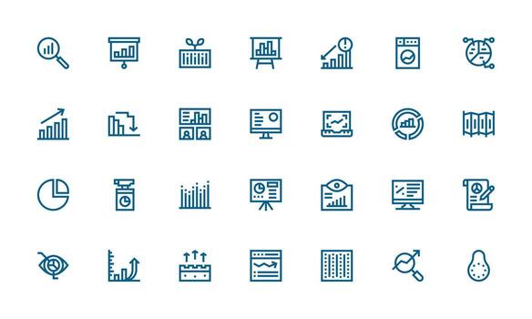 Statistics Icon Collection with 28 Bold Line Designs Interface Icons for Daily Use vector